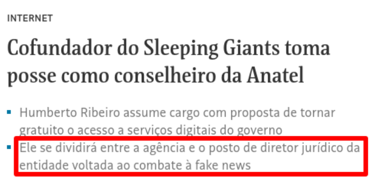 ayubio's tweet photo. Empossaram um censor profissional como conselheiro da Anatel. "Ele se dividirá entre a agência e o posto de diretor jurídico da entidade voltada ao combate à fake news."