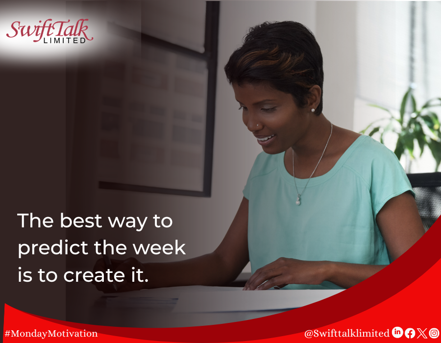 SwiftTalkLtd's tweet photo. The best way to predict the week is to create it.
Happy New Week!
#MondayMotivation
#InternetEnablingServices
#SwiftTalkLimited
#InternetServiceProvider https://t.co/bVP68deIyz