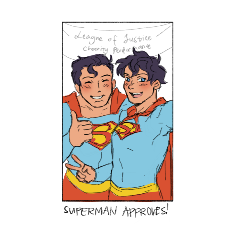 deecotan's tweet photo. dick gets to play as superman for a school event &amp; clark feels proud :) #superbat #robin https://t.co/U2Wo9cxTmo