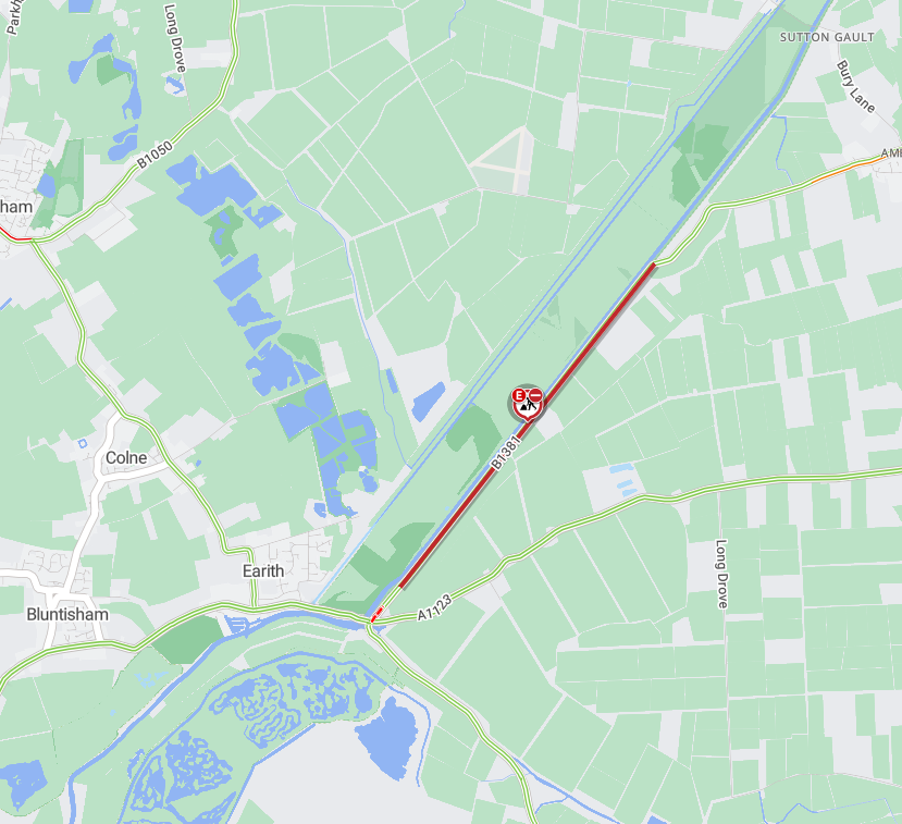 Cambs_Traffic's tweet photo. ⛔ ROAD CLOSURE
B1381 Hundred Foot Bank #Sutton #Earith.
This road is currently closed for emergency works.
More info : https://t.co/wjtEOxarZI https://t.co/F7jw1foLMQ
