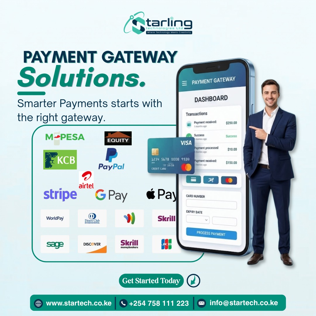 startechKE's tweet photo. At Starling Technologies Ltd, we develop, customize, implement and maintain Payment Gateways.
DM us to build your custom gateway system!
📞 Call/WhatsApp: +254 758 111 223
🌐 Visit: https://t.co/cPYftp5ZwY
📧 Email: info@startech.co.ke

#Fintech #PaymentGateway #MpesaIntegration https://t.co/em18hsop7N