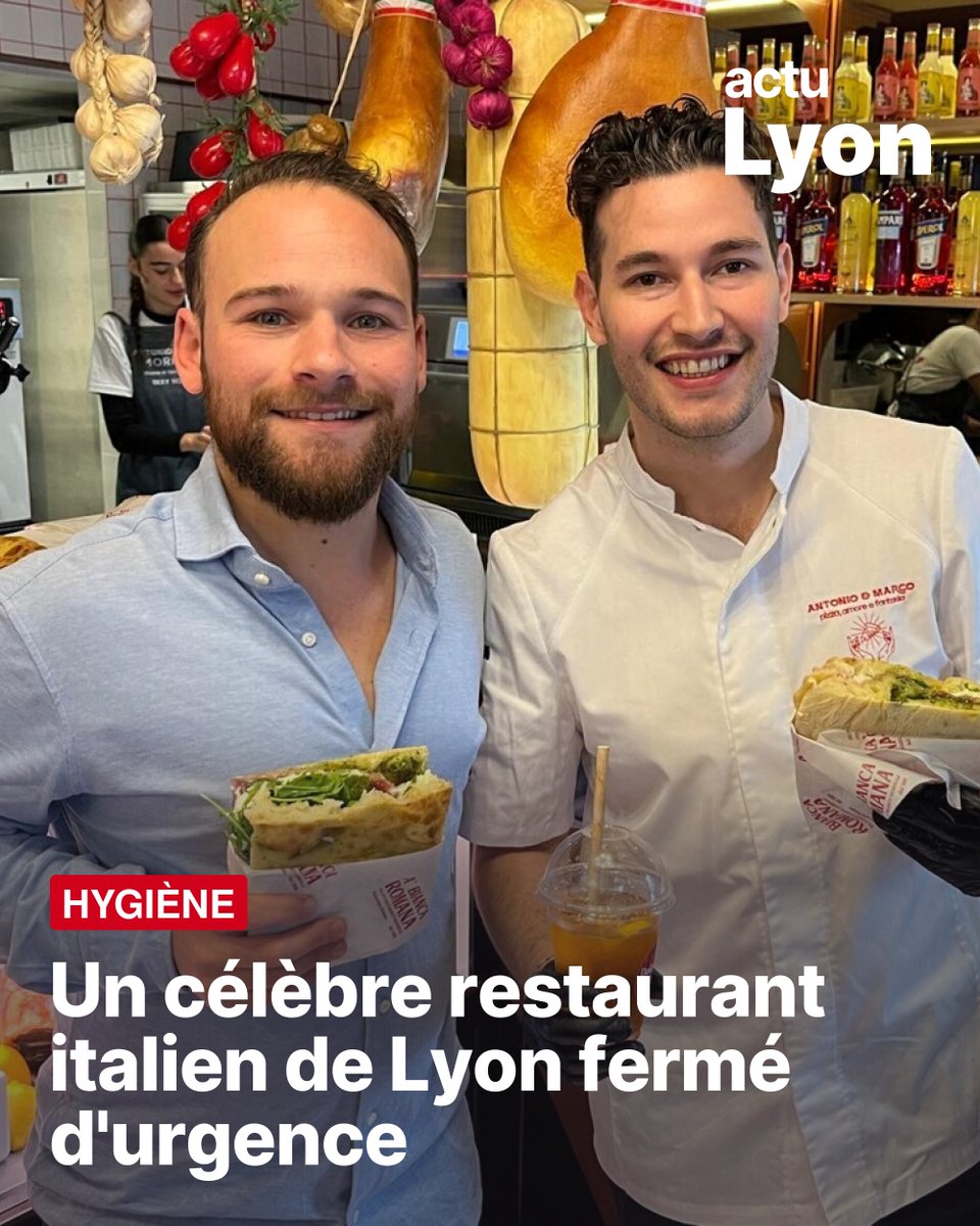 actufr_lyon's tweet photo. Le fameux restaurant italien Antonio et Marco Morreale, à Lyon 2ᵉ, a été fermé administrativement par la préfecture du Rhône pour de graves manquements aux règles d'hygiène. ➡️ https://t.co/eHobNQOsUt https://t.co/I4mS8lppXQ