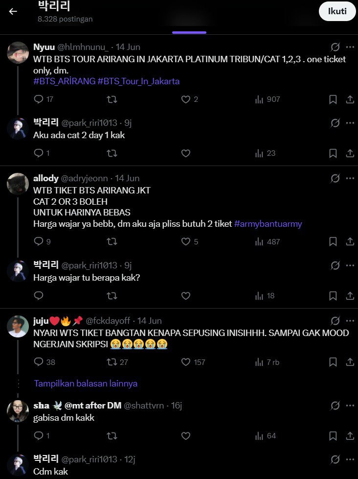 _butterproof's tweet photo. ❗SCAMMER OVERPRICED ❗

Cat 2 di hargain 5jt, giliran disuruh send proof malah defensif ngatain gua scammer kocakkk. Cupu bgt scammer teriak scammer, ketahuan nipu langsung blokir. @park_riri1013

#scammer
#BTS_ARİRANG
#bts #wtt #wts #btsjakarta #penipu #overpriced https://t.co/Cri6QXAu5m