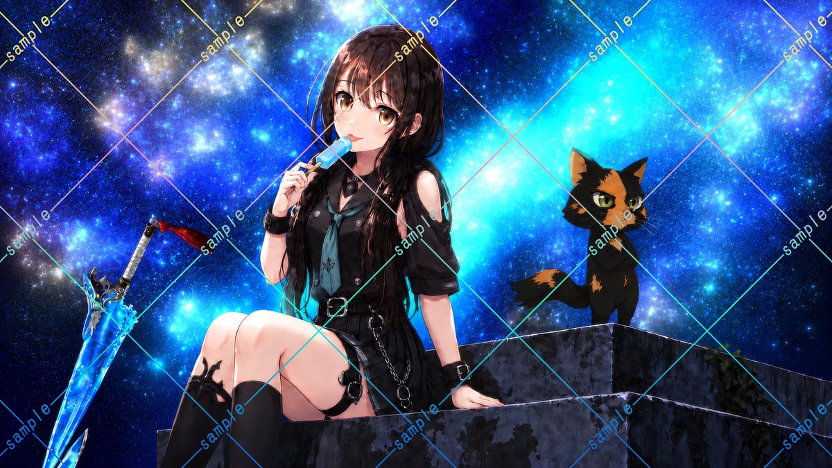 junaiorder's tweet photo. 🌌✨『星海少女』✨🌌

キャラデザと1枚絵を制作しました🎨

🖤 黒羽 澪（くろは みお）
🐈 相棒のイッチ

今後はこの子をモデルに、フリー素材や一枚絵を制作していく予定です💫🌙
この子を使った動画も余裕ある時には投稿予定

#キャラデザ #イラスト #創作 #黒羽澪 #イッチ #アイコン #AIイラスト https://t.co/Xz33i0ukOy