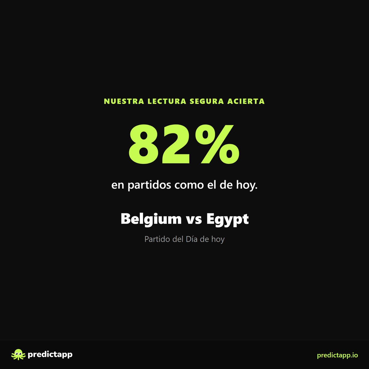 Predictapplatam's tweet photo. Bélgica vs Egipto

Nos inclinamos por Bélgica, pero sigue abierto. Nuestra lectura más segura acierta el 82% en partidos así de parejos.

Mira el análisis completo gratis (goles, ambos anotan, marcadores): https://t.co/bGGsbjREQk

#Belgium #Egypt #WorldCup #PredictApp https://t.co/fEvlU1Zf1M