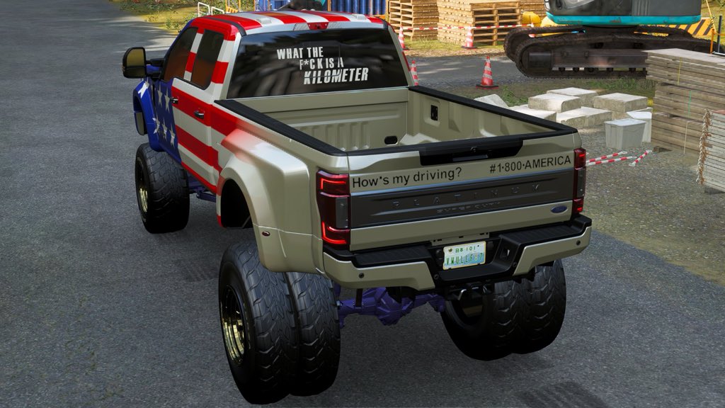 VWullf's tweet photo. this truck DEMANDS a super american paint job and I’ll have it no other way (I actually despise ridiculously lifted trucks irl ngl) https://t.co/5EvuhWb2EI