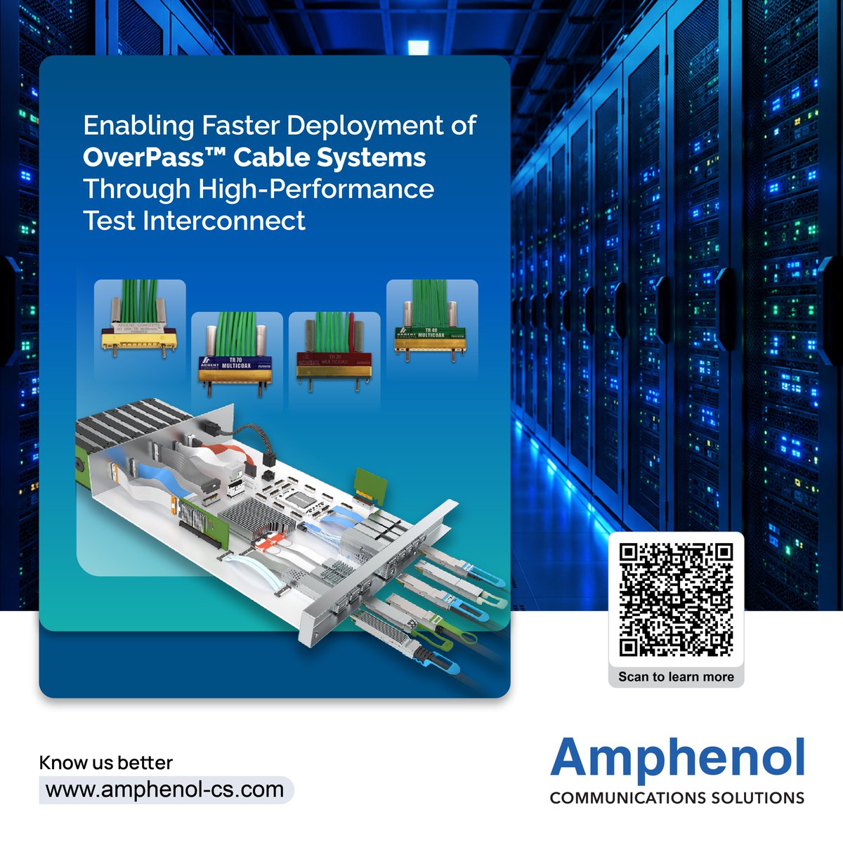 AmphenolCS's tweet photo. As data rates scale to 224 Gb/s and beyond, system designers are increasingly turning to cable-based connector architectures such as OverPass™ to overcome the physical limitations of traditional PCB routing. Read more https://t.co/9WFygzDZHn #Amphenol #OverPass https://t.co/GusOxpWwxS