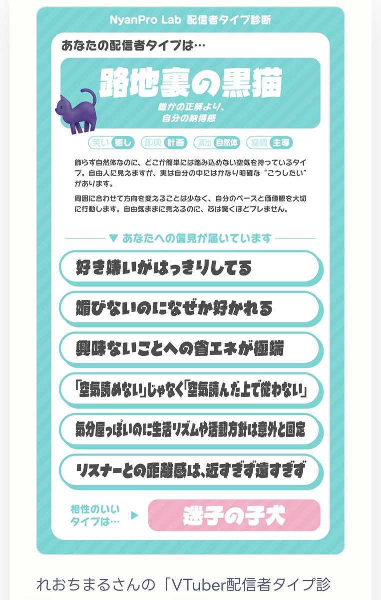 reeo_ch's tweet photo. れおちまるさんの配信者タイプはこうらしい✍️

 #れおち見て https://t.co/YlkrURF7tU