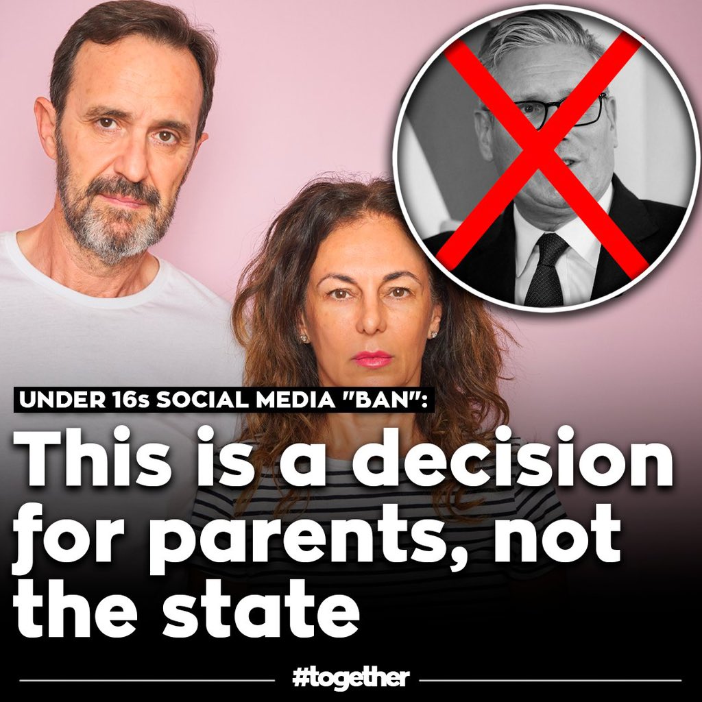 Togetherdec's tweet photo. Child safety starts with parents, not the state

Children do not independently acquire smartphones

These devices are bought, configured, and managed by parents or carers

No child enters the online world without an adult making that decision first

And parents already have tools available to them

A parent who wants a child-lock on a phone can switch one on today - for free

It is already built into modern devices

Screen-time limits, app restrictions, and content filters exist right now and are widely available

Despite these basic facts, the appalling Starmer is trying to rush in measures that would almost certainly mean EVERYONE has to provide ID to get online