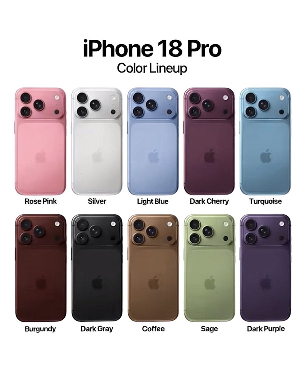 Superwomanwx's tweet photo. Which iPhone 18 Pro color would you choose? 👀📱 https://t.co/l9QcdWOJ2L