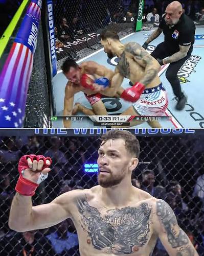 EmanuelRubioMMA's tweet photo. Mauricio Ruffy puts Chandler on the mat with a well timed wheel kick

He continues to follow it up with some shots on the ground to finish Michael Chandler in the first round #Freedom250 https://t.co/J3WviUAUJ0