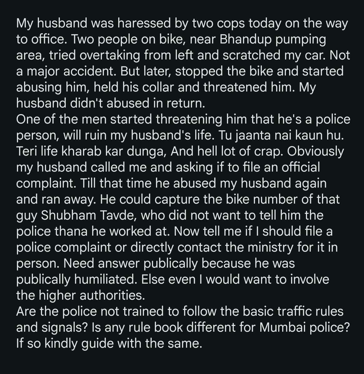 msp9009's tweet photo. @MumbaiPolice  @maharashtra_hmo  @Dev_Fadnavis @mieknathshinde https://t.co/rQtnMDLBtR