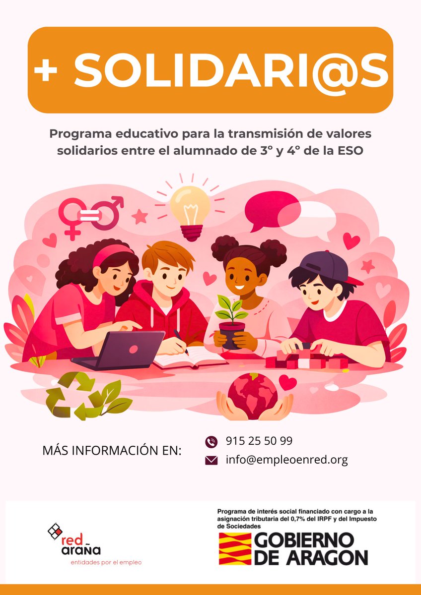 FundacionCESTE's tweet photo. 🌍 Educar en igualdad y sostenibilidad también cambia el futuro.
#Solidari@s, de Red Araña, lleva talleres a alumnado de secundaria sobre igualdad, respeto y cuidado del entorno.
#RedAraña #Juventud #Igualdad https://t.co/UBeMSCkY0u