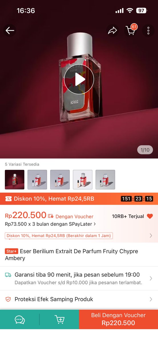vaurelicia's tweet photo. WTS Extrait de Parfum Esser Berilium. Baru 1x spray utk sniff aja, wanginya mirip mirip saff n co ostara yaa. 200k ajaa https://t.co/S4GcD7INNA