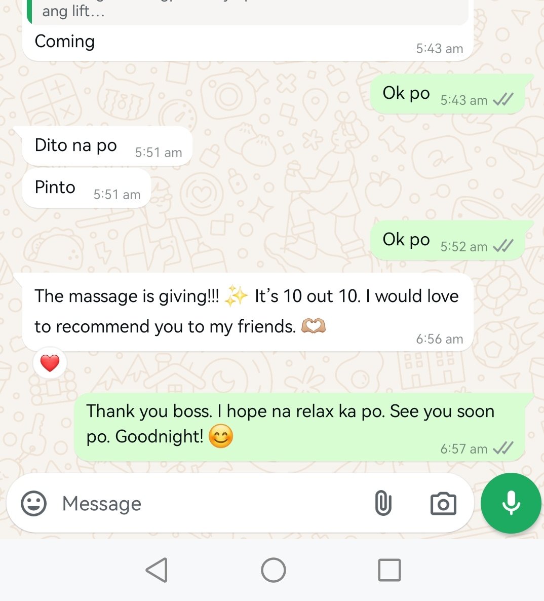 DxbTouch's tweet photo. Balik work na naman bukas.
Tara na magpamasahe ka muna Kabayan.
DM ka lang
WA: +639612379426
TG: @GIO_MASSAGE_DXB

#alterdxb #alterdubai #alterrigga #alterbarsha #altersatwa #masahista #altersharjah #alterauh #alteruae https://t.co/MiybEGEI2e