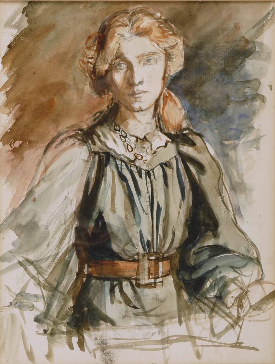 DfsStubbs's tweet photo. @ArtGuideAlex Self #portrait of 1897 by #GwenJohn ‘s friend and fellow student #EdnaClarkeHall 1879-1979 #watercolour https://t.co/33VRng1GKr