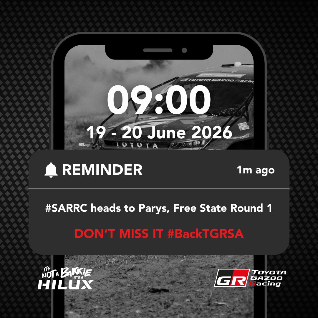 TGRSouthAfrica's tweet photo. The #SARRC heads to the Free State this weekend for another demanding rally raid battle 🏁🔥​
​
Fast terrain, changing conditions, and long kilometers await as the crews prepare to push both machine and strategy to the limit.​ #BackTGRSA #ItsNotABakkieItsAHilux #WhenTheresToughToBeDone

Who are you backing this weekend? 👀