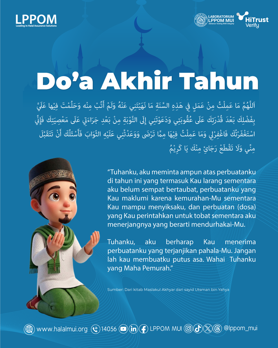 lppom_mui's tweet photo. #sobatlppom, mudah-mudahan segala amal ibadah kita di tahun 1448 H diterima Allah SWT. Aamiin.
.
#tahunbaruislam #1448h #lph #lppom #tausiyah https://t.co/KxYOzlIc59