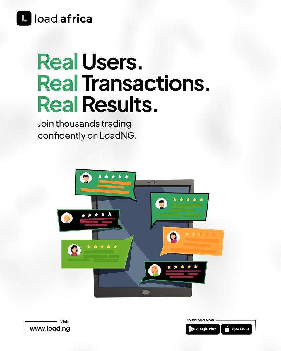 Loadafrica's tweet photo. Real Users. Real Transactions. Real Results. ๐
Thousands already trust LoadNG for seamless transactions and everyday digital services.
Join the community and experience fast, reliable service today.
๐ฒ Download LoadNG now.
#LoadNG #RealResults #TrustedByThousands https://t.co/ha3AjwuKKr