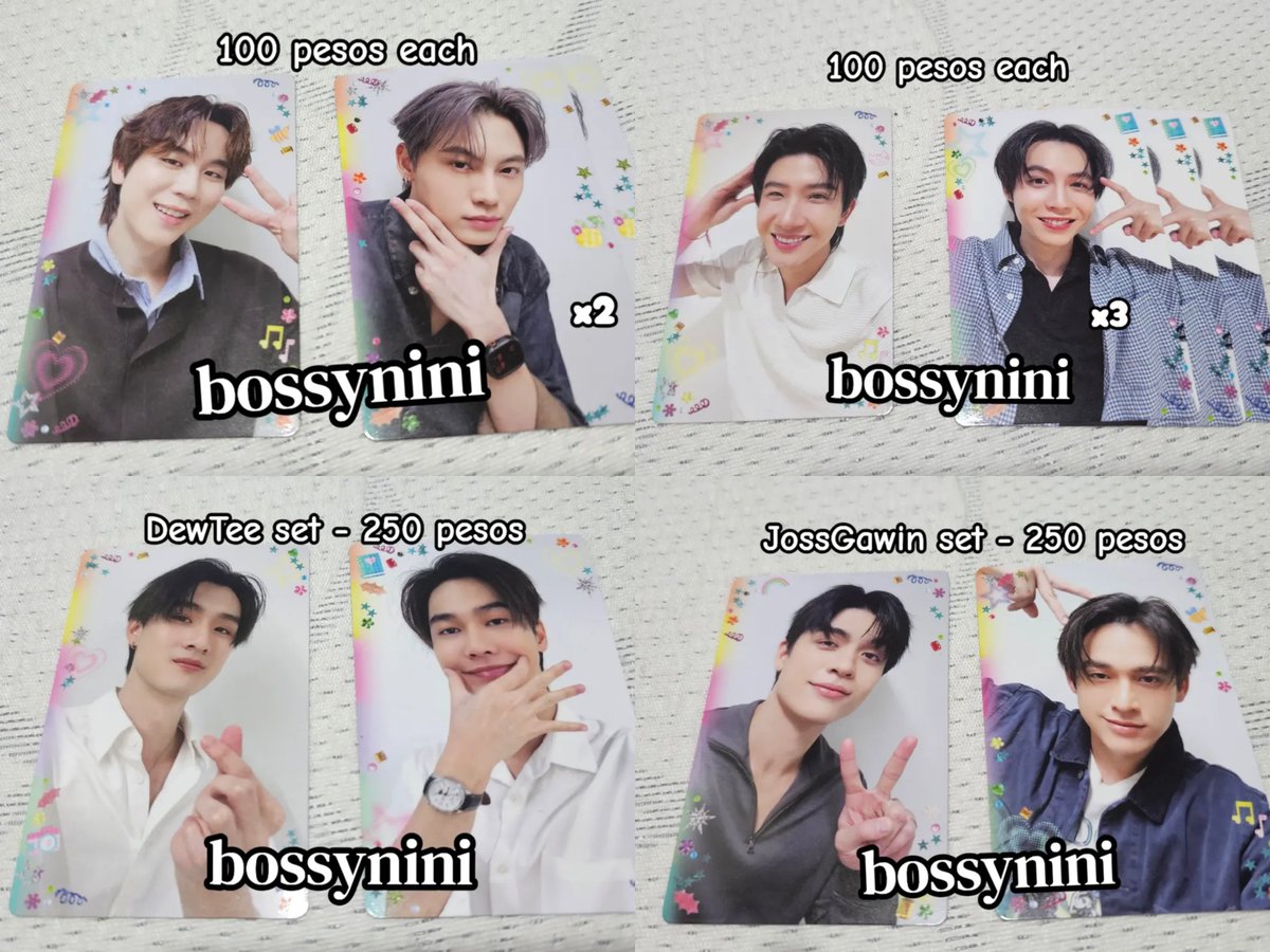 b0ssynini's tweet photo. WTS / LFB PH only

Want to sell / looking for buyer gmmtv fanival riser photocard

See pricing per pic

Boom Singto BounPrem DewTee FirstKhao JossGawin PerthSanta SaveFranc nnutdan mixxiw wixxiws markpakin ohmpawatt markjrtn savesaisawat francnrp

#ตลาดนัดgmmtv #GMMTVFANIVAL2026 https://t.co/EgSFjZanRD