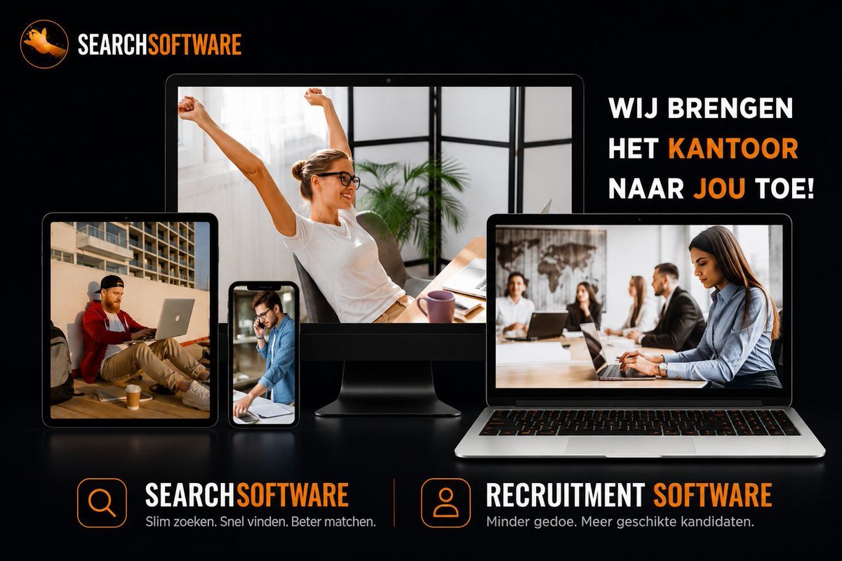 searchsoftware's tweet photo. Het kantoor is niet meer één plek.

Met Searchsoftware werk je waar jij wilt:
op kantoor, thuis, onderweg of remote met je team.

Altijd toegang tot kandidaten en klanten — op ieder apparaat.
#Recruitment #ATS #RemoteWork #ExecutiveSearch #HRTech https://t.co/tIIjTbkfbT https://t.co/ArmmLmueX4