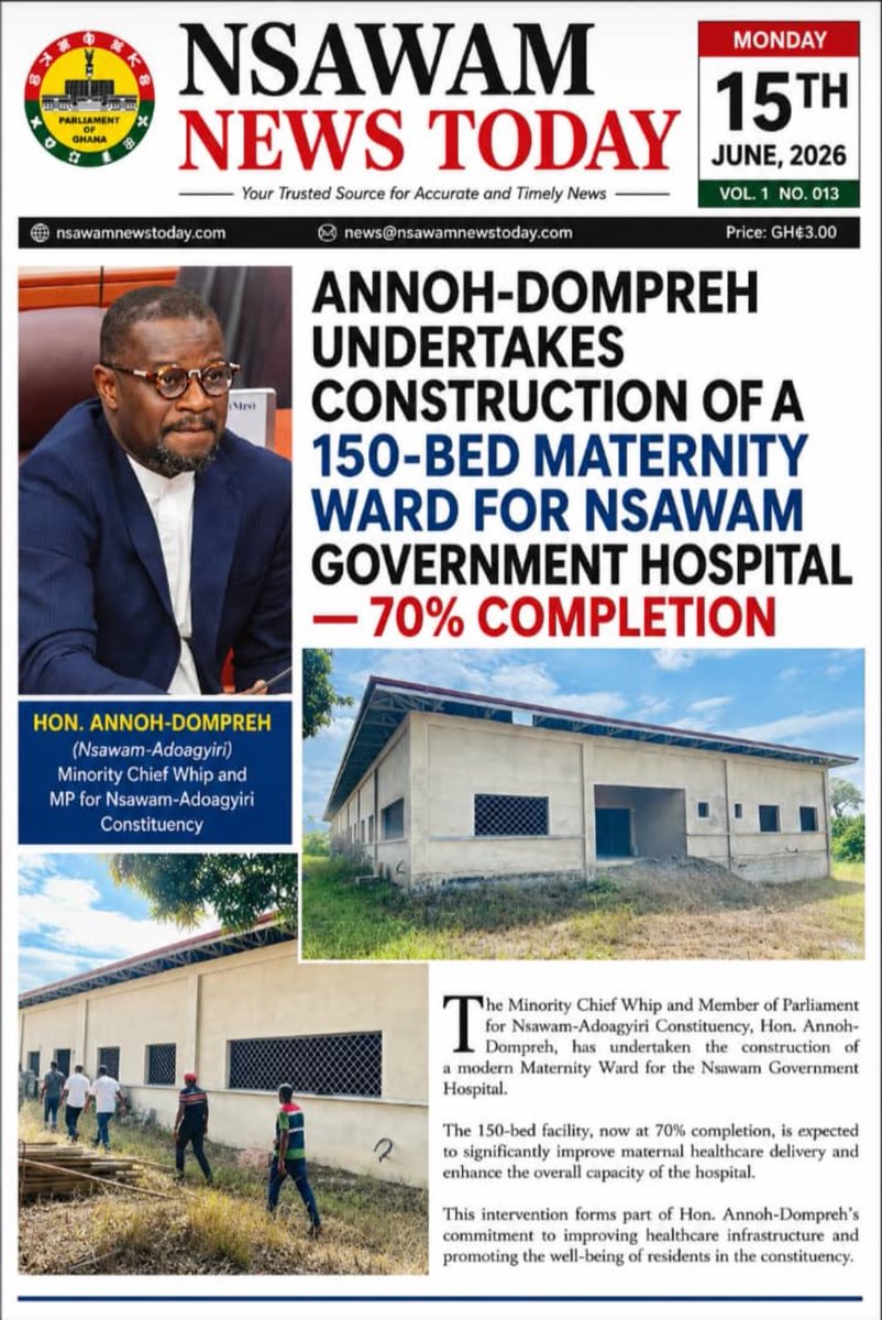 GiftyBoatemaaO's tweet photo. When leadership meets action, communities benefit. A 150-bed maternity ward at 70% completion is another step toward better healthcare for the people of Nsawam. 

@FAnnohDompreh continues to deliver 👏 https://t.co/P1HE0LTi2l