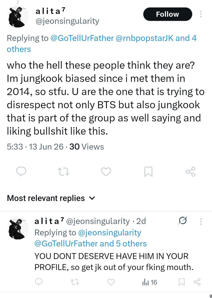 GoTellUrFather's tweet photo. @jeonsingularity @rnbpopstarJK @Nilinhagolden @nyra_darcyscrf @lucspfc_ @DataFutebol @jeonsingularity Next time don't block and run off. Stay back &amp; stand the heat. You're jealous of JK achievements and it shows. It's also evident you don't stream nor protect him. Your priority is downplaying his accolades. Agent of darkness. This is you 👇🏾 https://t.co/A8nD0mmkAK