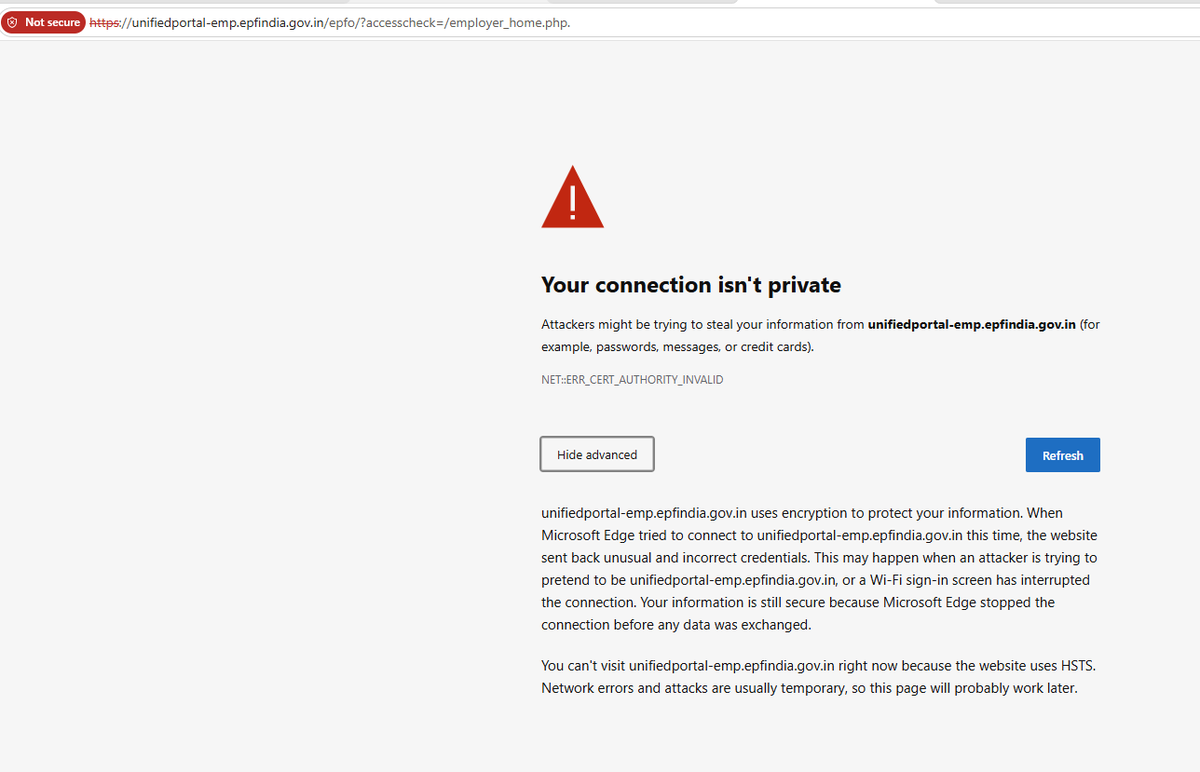 umanathtrip's tweet photo. @officialepfo 
what is this? why you don't have even SSL certificate enabled? https://t.co/Hz3YCJeLVO