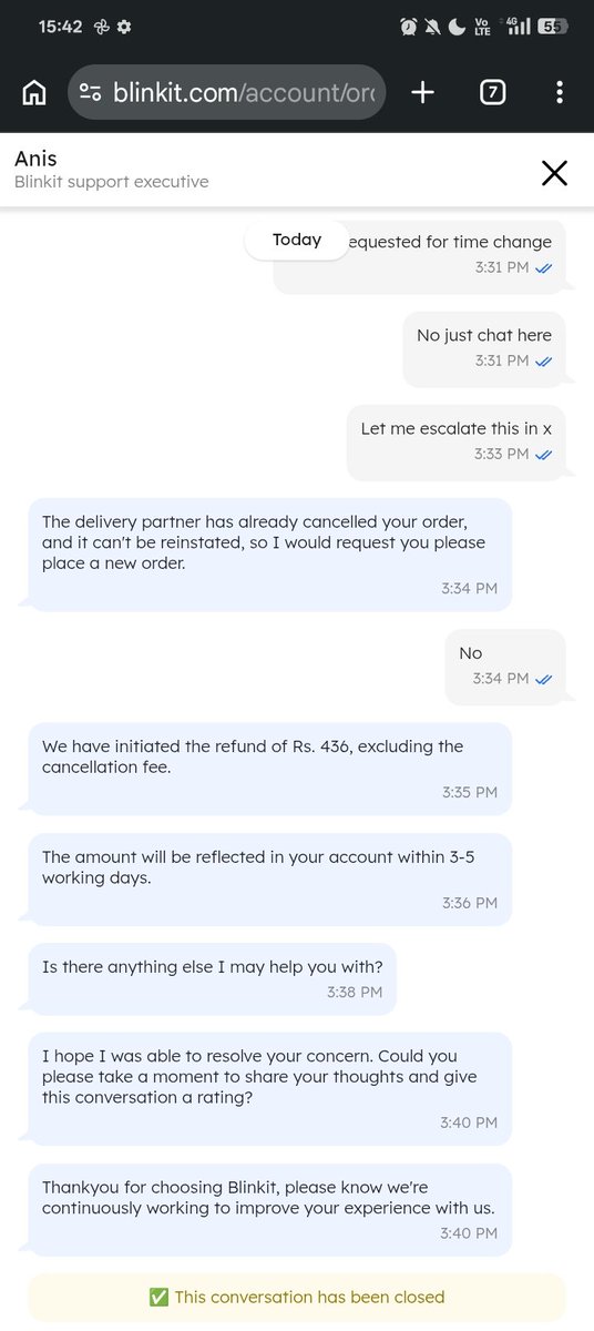 pnkjkumar222's tweet photo. @albinder @letsblinkit @blinkitcares 

See this Anis your cse ended the chat, and my issue not resolved, where I should raise this https://t.co/oCEg923G4r