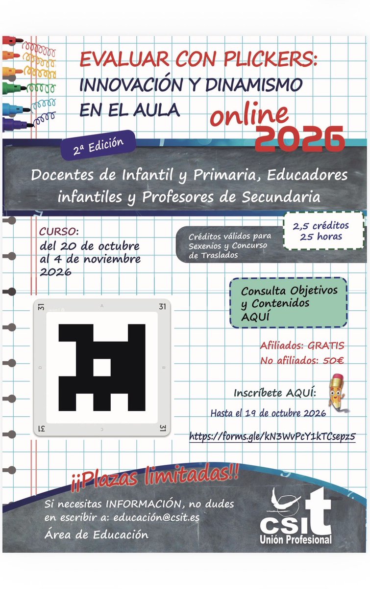 docentes_CSIT's tweet photo. No te quedes sin tu plaza para los nuevos cursos online 2026 https://t.co/COo3avKIih