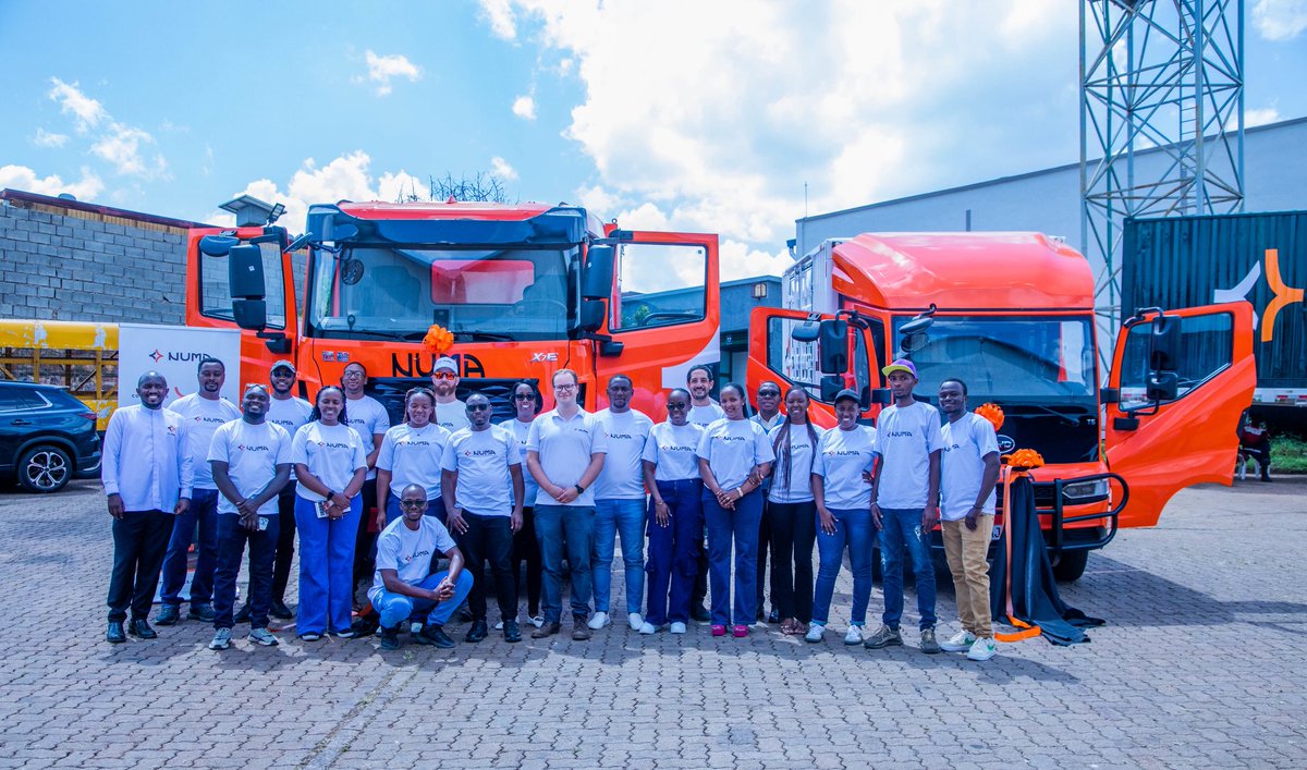 NewTimesRwanda's tweet photo. .@BankofKigali, Numa Logistics and Kabisa have partnered to expand the use of electric trucks in commercial transport, rolling out 12 vehicles to support #Rwanda’s shift toward greener and more affordable mobility, with BK financing 60% of the investment.

READ: https://t.co/di0kpJSr4G