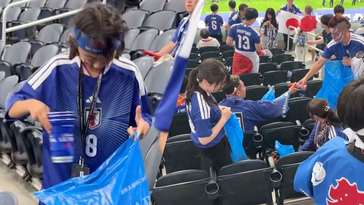 vandaaginside's tweet photo. Video: Japanse supporters ruimen afval op na wedstrijd tegen Oranje
https://t.co/S4S9ZlFMt5 #vandaaginside https://t.co/5y6DGJZylt