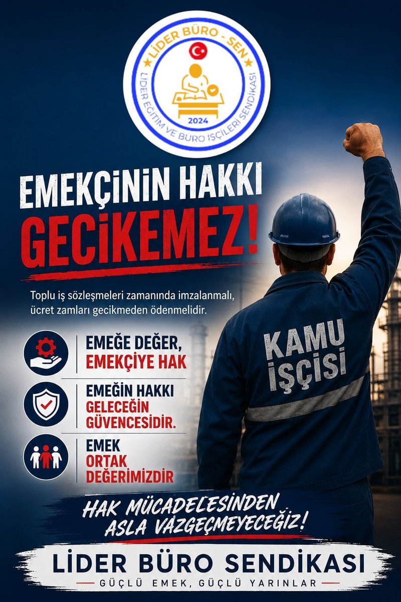 tlnozr44's tweet photo. 🟥 KAMU İŞÇİLERİNİN TOPLU İŞ SÖZLEŞMESİ SÜRECİNE İLİŞKİN HAKLI BEKLENTİSİ.

Ülkemizde görev yapan yüz binlerce kamu işçisi; yüksek enflasyon, artan yaşam maliyetleri ve alım gücündeki ciddi gerileme karşısında ekonomik olarak ağır bir yük taşımaktadır. 

Buna rağmen toplu iş sözleşmesi süreçlerinin gecikmesi, emekçilerin mevcut mağduriyetini daha da derinleştirmektedir.

Toplu iş sözleşmeleri; Anayasa ile güvence altına alınmış sosyal ve ekonomik hakların en temel unsurlarından biridir. 

Bu nedenle sözleşme süreçlerinin makul süreler içerisinde sonuçlandırılması yalnızca idari bir tercih değil, aynı zamanda sosyal devlet ilkesinin ve çalışma barışının gereğidir.

Kamu işçileri açısından ücret artışlarının gecikmeli uygulanması; gelir kaybına, refah seviyesinin düşmesine ve çalışma hayatında ciddi motivasyon sorunlarına yol açmaktadır. 

Özellikle sözleşme süreçlerinin uzaması nedeniyle oluşan belirsizlik, işçi kesiminde haklı bir huzursuzluk yaratmaktadır.

Bu noktada;

📌 Çalışma ve Sosyal Güvenlik Bakanlığı’nın süreci etkin ve şeffaf şekilde yürütmesi,

📌 TÜHİS başta olmak üzere ilgili kurumların müzakere süreçlerini geciktirmeden tamamlaması,

📌 Yetkili konfederasyon ve sendikaların emekçilerin ekonomik gerçeklerini dikkate alan kararlı bir tutum sergilemesi,

📌 TBMM’nin çalışma hayatında kronik hale gelen yetki ve sözleşme süreçlerine ilişkin sorunlara kalıcı çözümler üretmesi,

📌 Toplu iş sözleşmelerinin öngörülebilir ve sürdürülebilir bir takvim içerisinde sonuçlandırılması,

çalışma hayatının sağlıklı işleyişi açısından büyük önem taşımaktadır.

Kamu işçileri hiçbir ayrıcalık talep etmemektedir. 

Talep edilen; emeğin korunması, kazanılmış hakların zamanında uygulanması ve ücret düzenlemelerinin gecikmeye mahal verilmeden hayata geçirilmesidir.

Unutulmamalıdır ki; 

emeğin değersizleştirildiği bir çalışma düzeninde sosyal adaletin, kurumsal verimliliğin ve çalışma barışının sürdürülebilmesi mümkün değildir.

EMEĞİN HAKKI GELECEĞİN GÜVENCESİDİR🇹🇷

Emeğe Değer,Emekçiye Hak✊

#EmekOrtakDeğerimizdir
#Kamuİşçisi 
#TopluİşSözleşmesi 
#ÇalışmaHayatı 
#SosyalAdalet 
#TÜHİS 
#HakMücadelesi