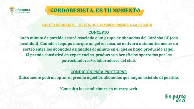 GradaBpro's tweet photo. 👏El @CordobaCF_ofi no penalizará la ausencia a El Arcángel y sí recompensará la asistencia al templo blanquiverde.

Los premios serán graduales por asistencia a 3, 6, 9, 12, 15, 18 y 21 partidos.

🎁El conjunto andaluz también recompensará a sus abonados según el minuto en el que se produzca un gol en El Arcángel. Los abonados presentes en el estadio estarán divididos por los 90 minutos que dura un partido y tendrán una recompensa en base a ello.