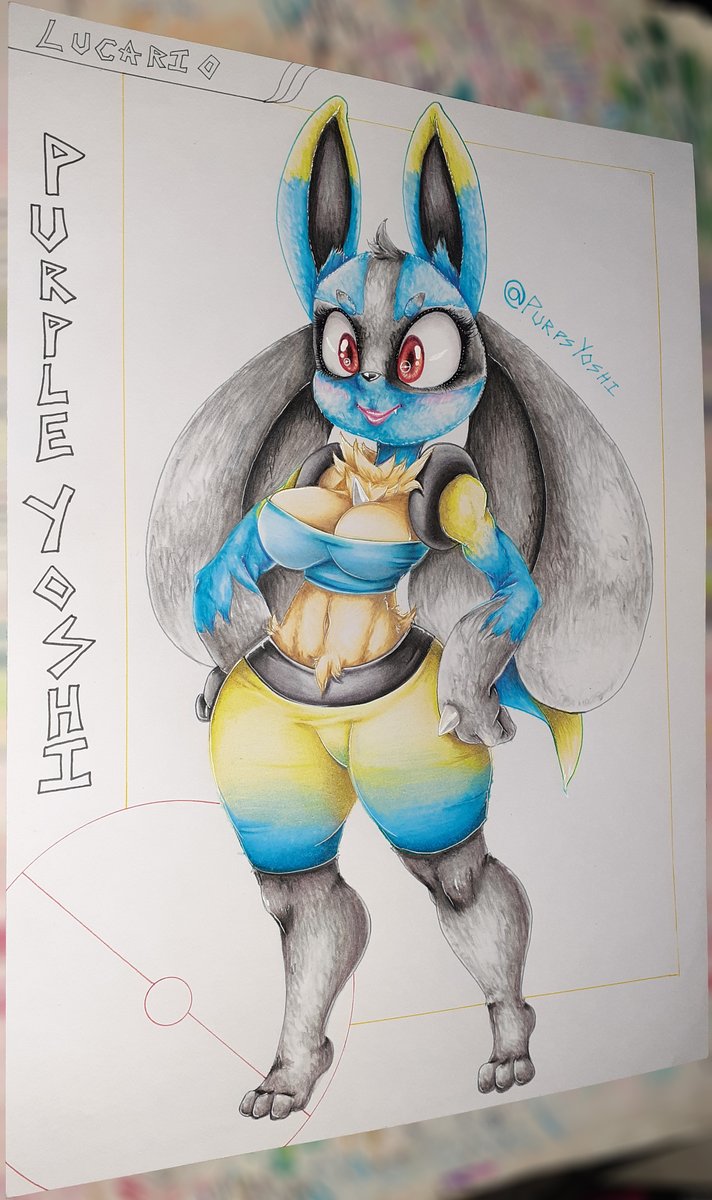 Sasorisan83's tweet photo. Semi-Shiny Lucario Color!
@PurpsYoshi allows us to see a new form of evolution in Pokémon, although exclusive to females 🤔...
The colors were because I couldn't decide between its shiny and normal versions, so I ended up mixing them 😅
Hope my coloring doesn't offend you. https://t.co/STUwm9QlEa