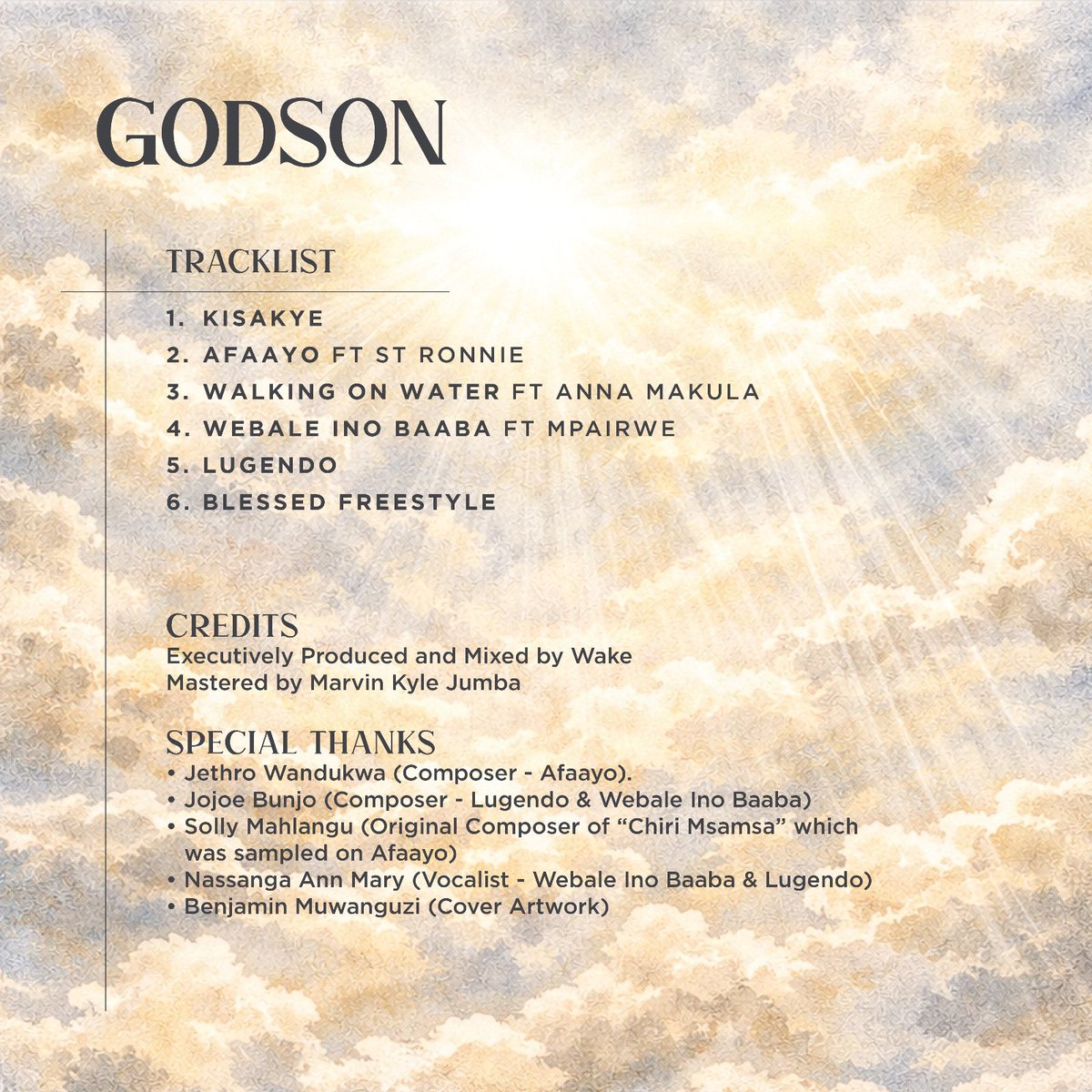 wake_256's tweet photo. Blessed to have worked with these amazing artists on the GodSon EP.

@Anna_Makula_ -  Walking on Water
@aSaintRonnie - Afaayo
Mpairwe - Webale Ino

#godson #mwotty #mwanaweika https://t.co/Wt8W4so7FC