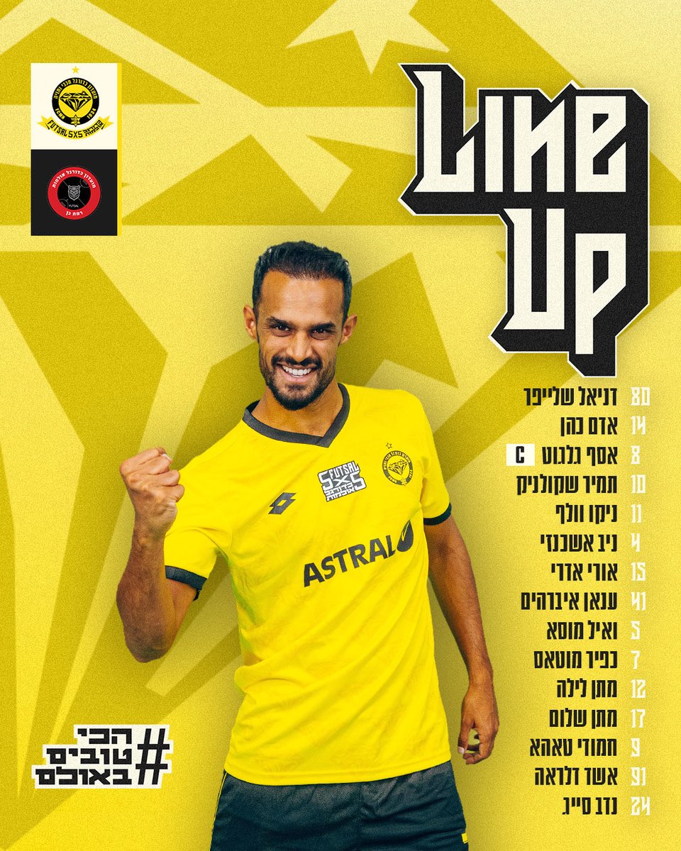 FutsalNetanya's tweet photo. הערב אנחנו חוזרים הביתה למשחק מספר 3 בסדרת חצי הגמר, משחק על כל הקופה: ניצחון, ואנחנו בגמר 🫱🏻‍🫲🏼

אנחנו צריכים אתכם איתנו מעודדים ודוחפים מהיציע כמו שרק אתם יודעים לעשות 💛

לא משאירים אף כיסא ריק, עושים את זה ביחד 💎🔥

19:30 | אולם נעמי שמר | הכניסה חופשית ✨ https://t.co/SY7Pkp07fF