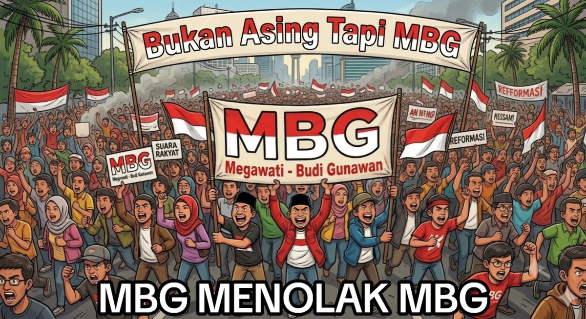 rajatikam_'s tweet photo. Dalang penolakan MBG bukan Asing ya, tapi si MBG. Apalagi si MBG juga mulai menggunakan jurus lempar batu sembunyi jembut utk menyerang pak @jokowi  #MBGMenolakMBG #demo https://t.co/1EkOPokngS