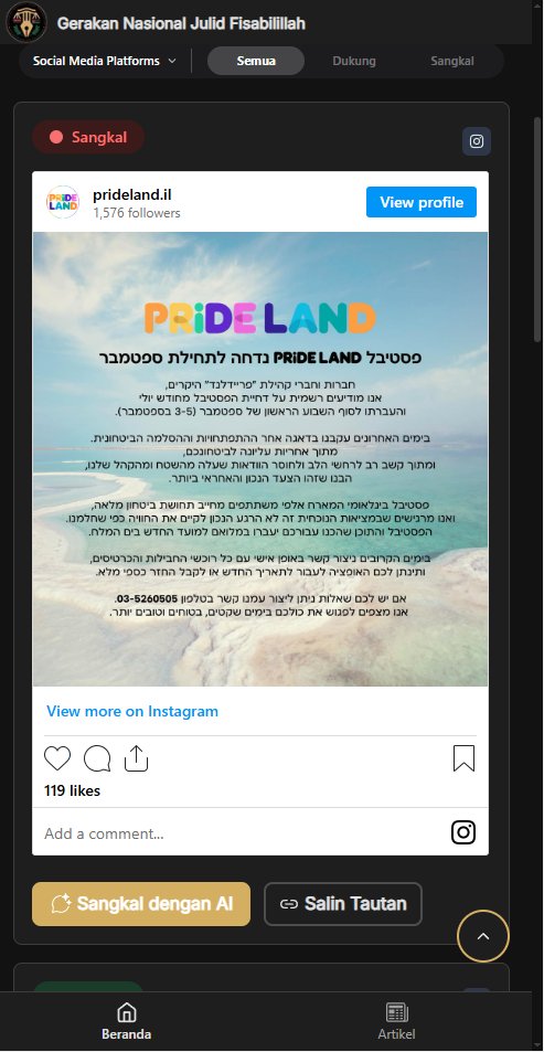 erlanishere's tweet photo. Berita penting!
Pesta gay Zionis Israel yang direncanakan akan dilaksanakan pada tanggal 1-4 Juli 2026 di Laut Mati diubah menjadi tanggal 3-5 September 2026 akibat alasan keamanan.
Laut Mati adalah tempat diazabnya kaum Sodom di masa lampau, mengadakan acara LGBT pride di Laut Mati ini ibarat nantangin ke Tuhan, "Mana Azabnya?"
Tetap tekan agar acara jahanam ini dihentikan!!
Akun IG acara gay tsb menjadi target Julidfisabilillah dan sudah dimasukkan ke website Julid: https://t.co/lhW5TH0Bqk