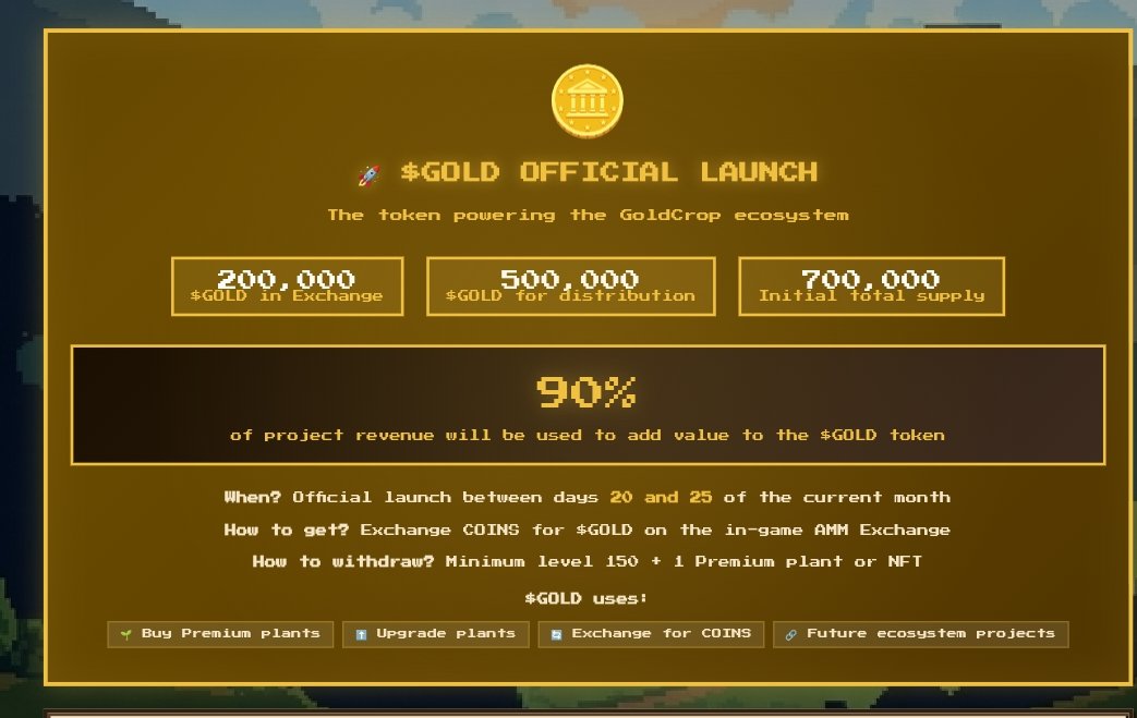 goldcrop_offi's tweet photo. 🚀 O MOMENTO CHEGOU: LANÇAMENTO DO $GOLD! 🌾

O $GOLD chega entre 20 e 25 na rede TON. 🚀
​Dados:
​Supply: 700k (500k Comunidade | 200k Liquidez) 📊 https://t.co/SvhmVJHfoS