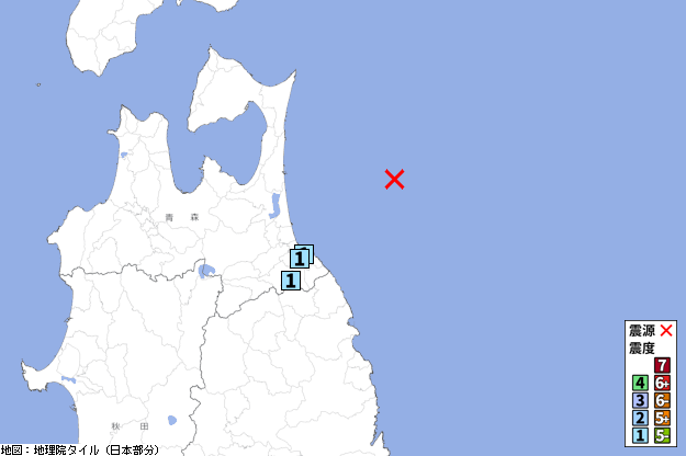 p2pquake's tweet photo. 【地震情報】06/15 19:38頃 震度1 青森県東方沖(深さ約60km、M3.6) 津波の心配なし [震度1]青森県八戸市  https://t.co/qxeK9T5TyQ https://t.co/1zzwN7VT4q