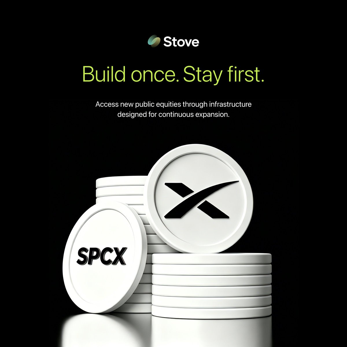 stoveprotocol's tweet photo. SpaceX goes public.π
$SPCXs goes live.
No additional integration.
No waiting period.
That's the advantage of infrastructure built for public markets.β‘
One integration.
Every equity.
Including the next one.
Build once.Stay first. π #stoveprotocol #OpenEquities #RWA https://t.co/AgNTShjUK1