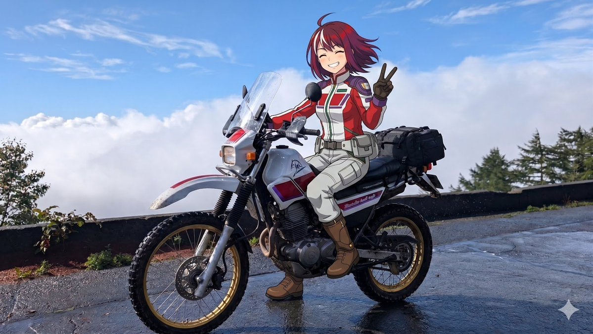kazedayo's tweet photo. セロー225Wと流行りのプロンプト
Geminiにお願いしたら良い感じの画を描いてくれました。 https://t.co/jkgfidYs8g