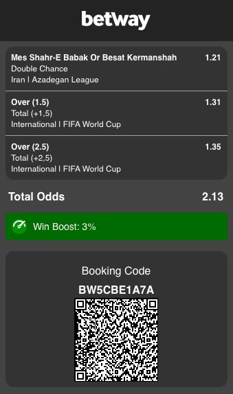_mavensporttips's tweet photo. BETWAY  ROLLOVER ⛳⛹️‍♂️🤸‍♀️⚽⚽⚽⚽

2 odds

Booking code: BW5CBE1A7A

Registration link: https://t.co/5vJqGmRLru

Use MAVEN as Promocode to sign up https://t.co/Ch4d4ZQSpx