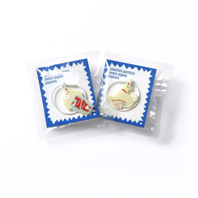peachick parchick peace pigeon popcorn ハッピーなハトのアクキー販売STARTしました