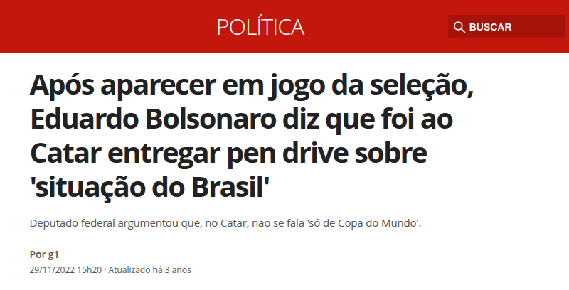 wmgeradores's tweet photo. Faz 4 anos que o Eduardo Bolsonaro levou os pen-drives bombásticos na Copa do Catar, nada aconteceu.
Bolsonarista, não te incomoda esse teatro de fantasia, nada do eles falam realmente acontece, e depois de questionados dão mais uma desculpa esfarrapada. https://t.co/ijjJ7xCz5I