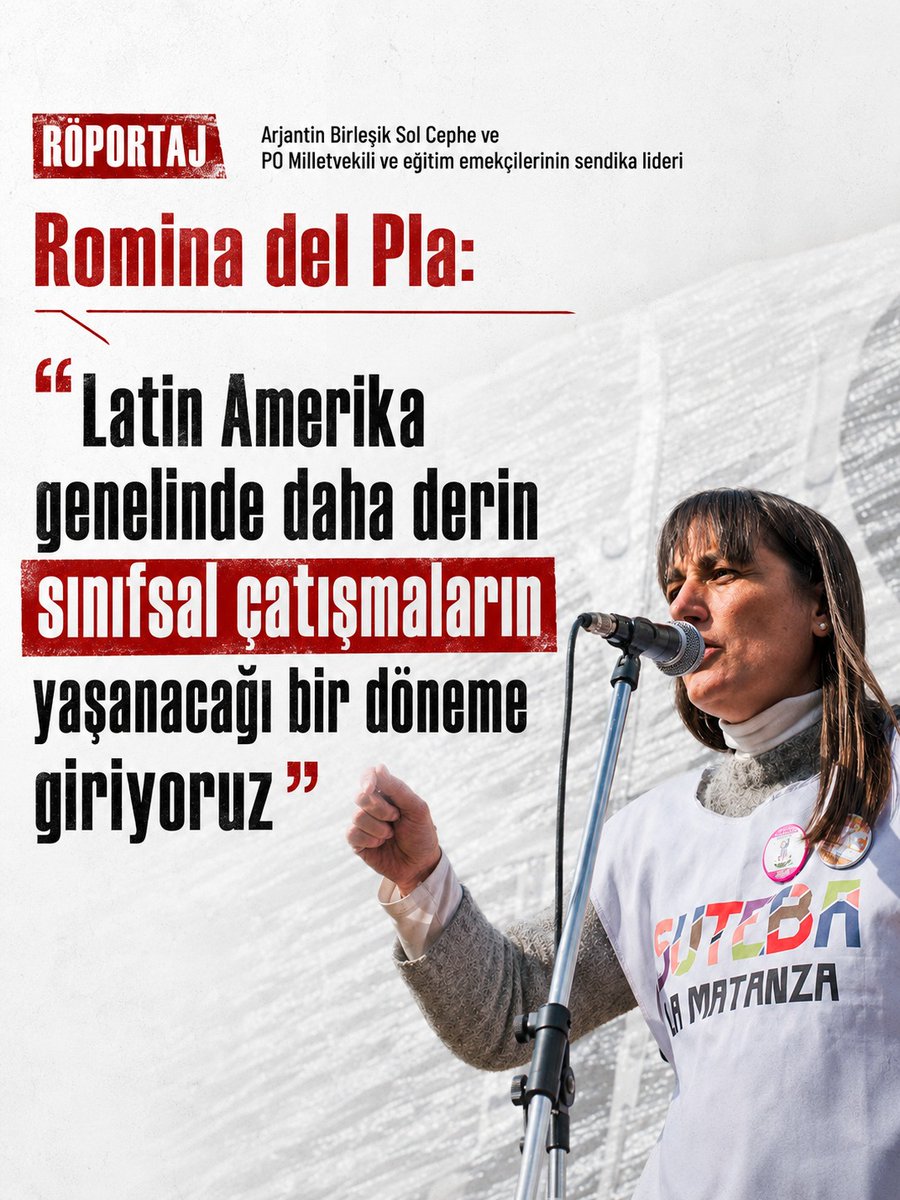 sosyalistgndem's tweet photo. Arjantin Birleşik Sol Cephe ve İşçi Partisi milletvekili ve eğitim emekçilerinin sendikal lideri olan Romina del Pla ile Milei iktidarı altında  yaşanan hızlı yoksullaşmayı, sendikal bürokrasiye karşı verilen mücadeleyi, devrimci solun artan popülerliğini ve Latin Amerika'yı konuştuk. 
https://t.co/srmiaLzsfP