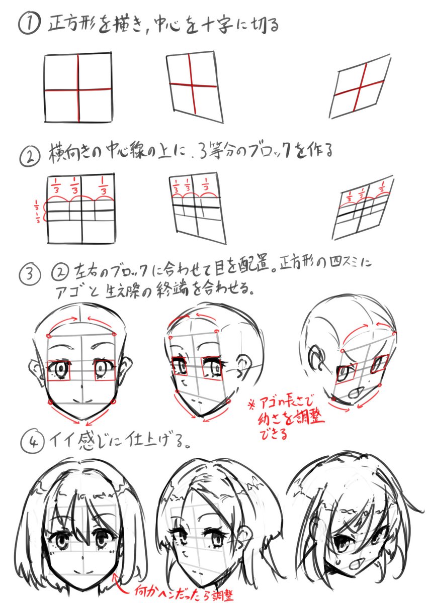 個人的、顔のバランスの取り方。
#イラスト 