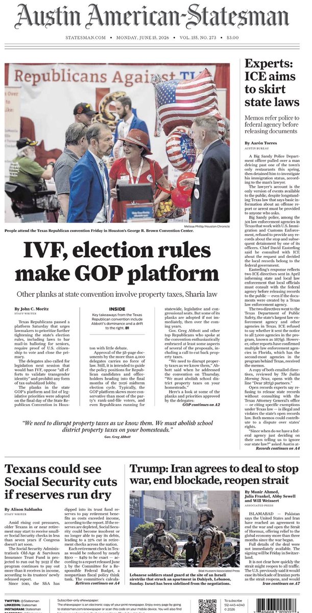 MoisesBujanda's tweet photo. today’s @statesman https://t.co/o2KrCw4xPA