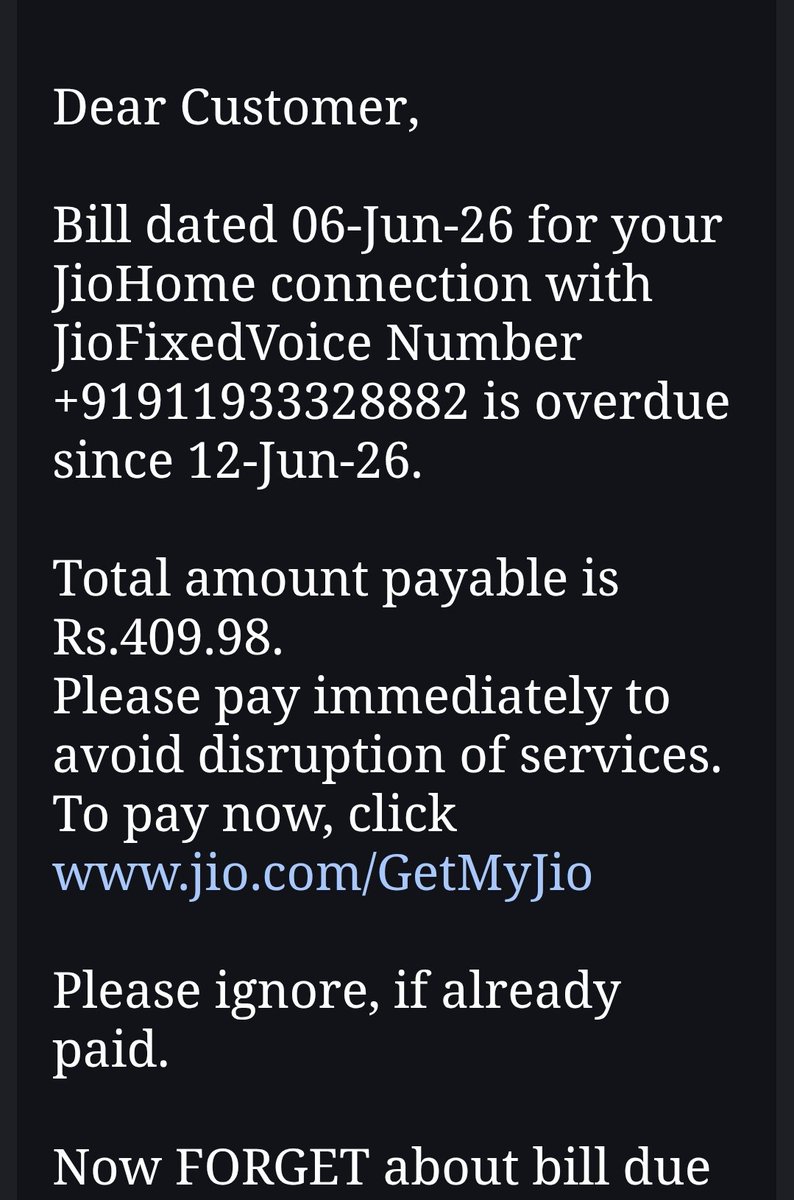 Shakir_HC's tweet photo. @JioCare @reliancejio Hi @JioCare  and @reliancejio 

No point sending these reminders, please send it to the right person and stop harassing me https://t.co/CLU8LtZ52I
